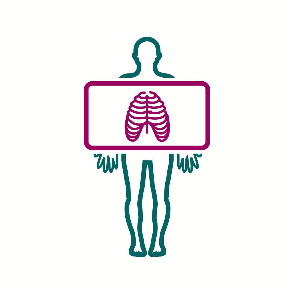 Chest X ray vector line icon