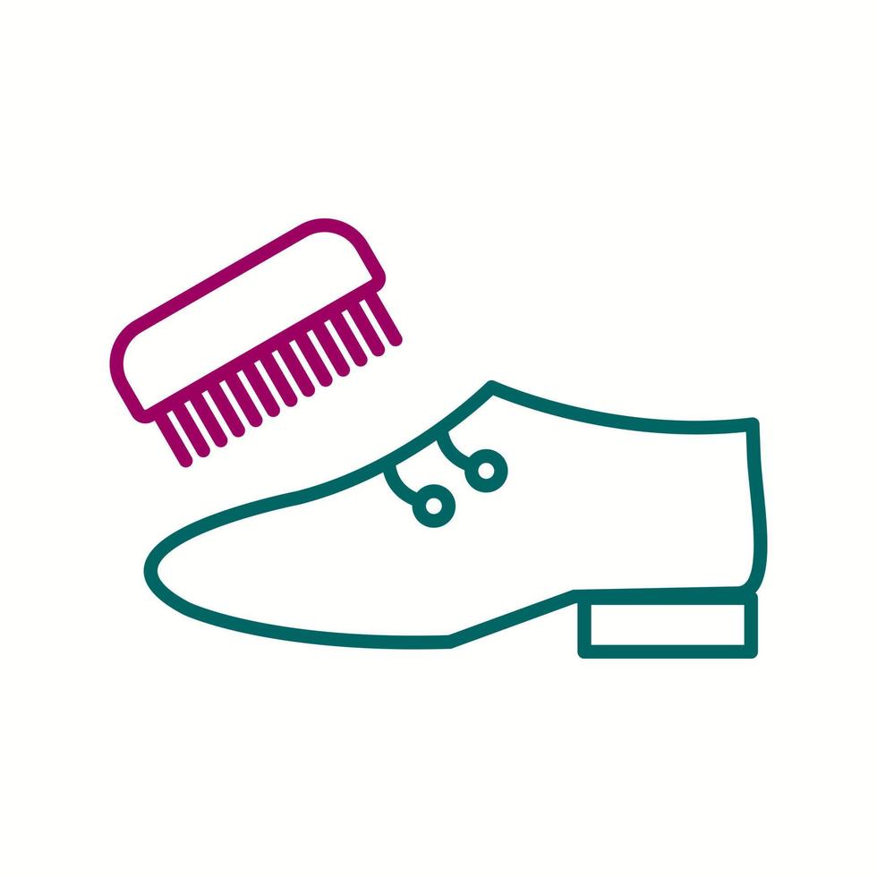 Beautiful Shoe And Brush Line Vector Icon