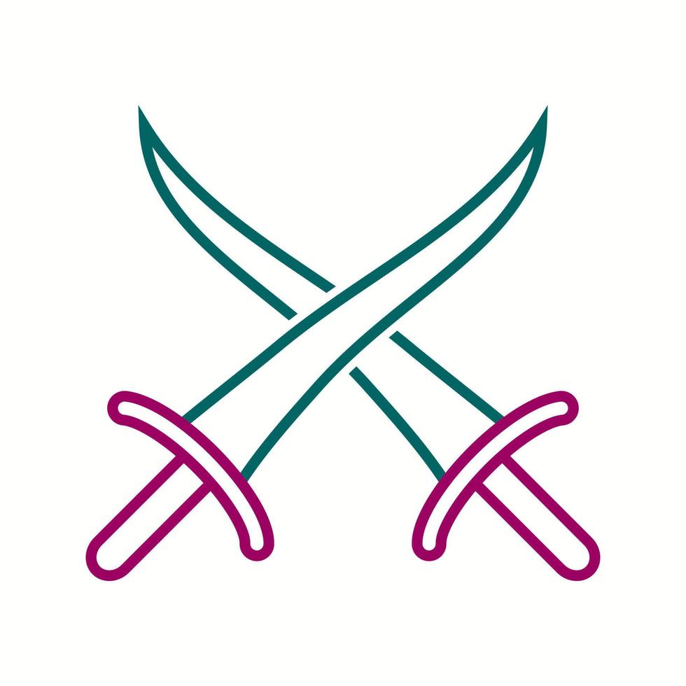 Beautiful Arabian Swords Line Vector Icon