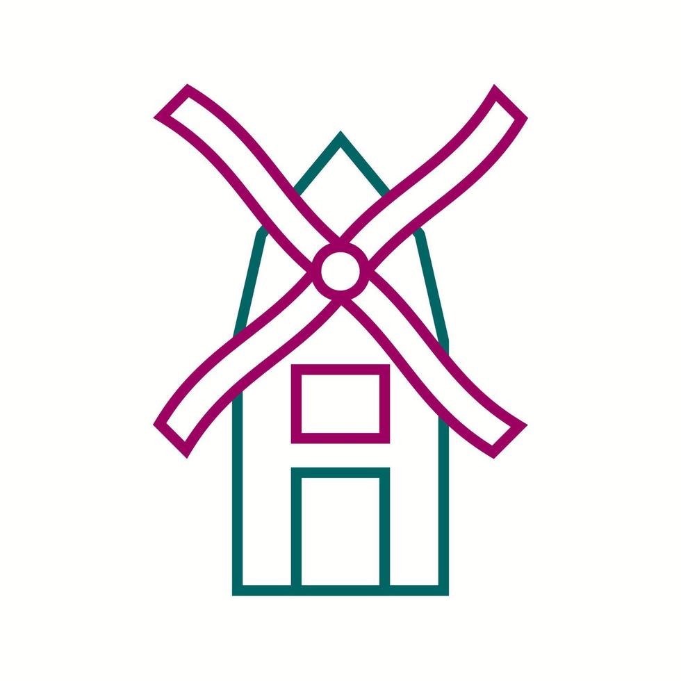 Beautiful Windmill Line Vector Icon