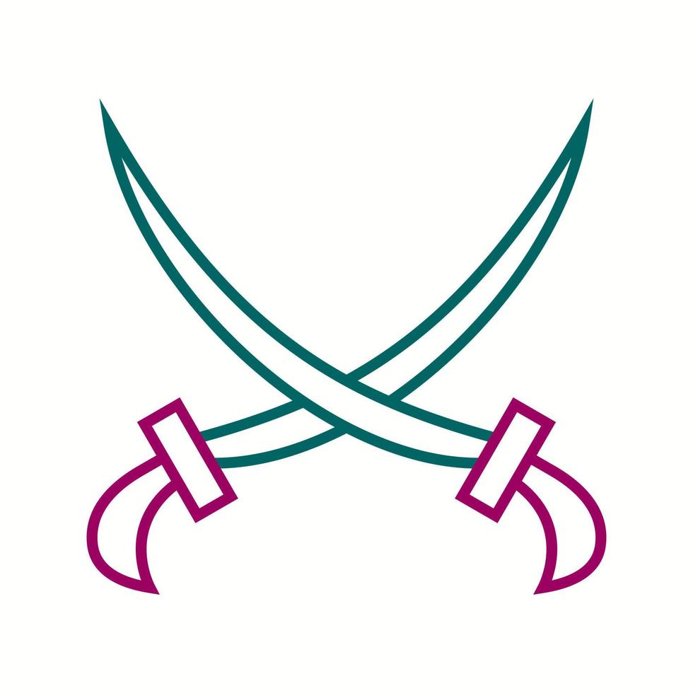 Beautiful Two Swords Line Vector Icon