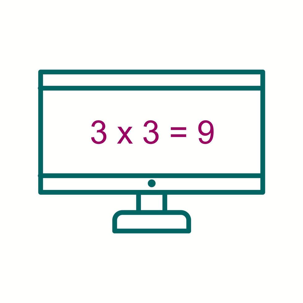 Beautiful Math On Screen Line Vector Icon