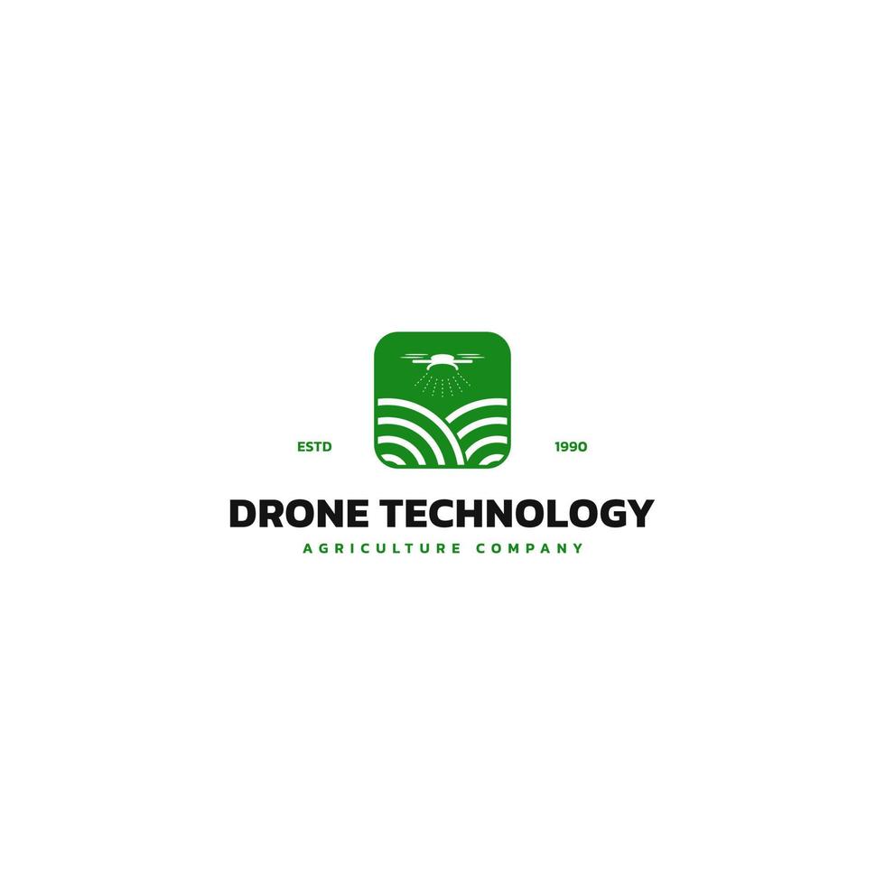 logotipo de drones para la agricultura. futuro de la agricultura y el concepto de ganadería. Riego con helicóptero. tecnología de agricultura de drones. vector