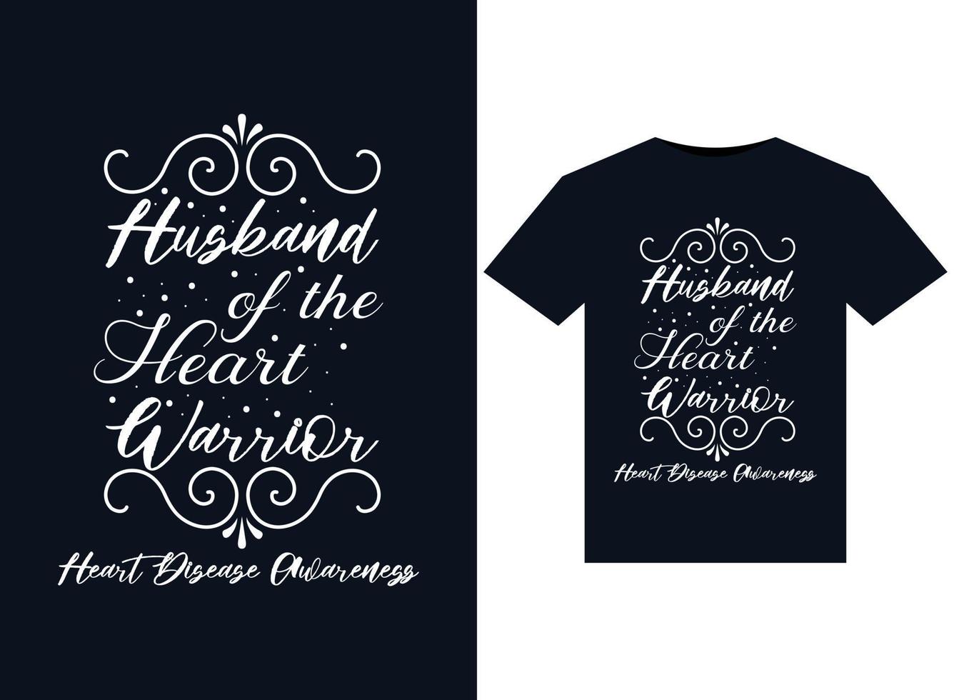 esposo del guerrero del corazón ilustraciones de concientización sobre enfermedades del corazón para el diseño de camisetas listas para imprimir vector