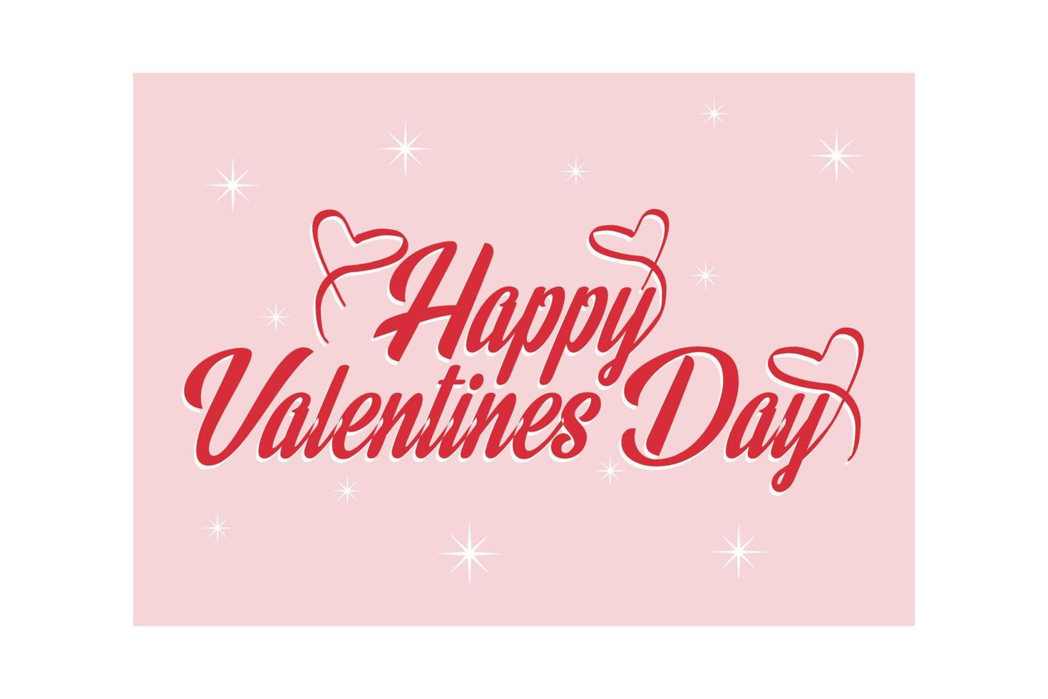 Valentines Day greeting card template with typography text happy valentines day and red heart and line on background, flat vector modern illustration