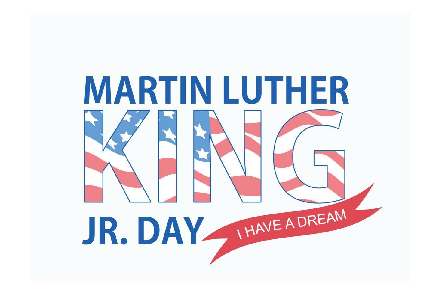 tarjeta de felicitación del día de martin luther king, tipografía con estrellas sobre fondo azul oscuro, ilustración moderna de vector plano