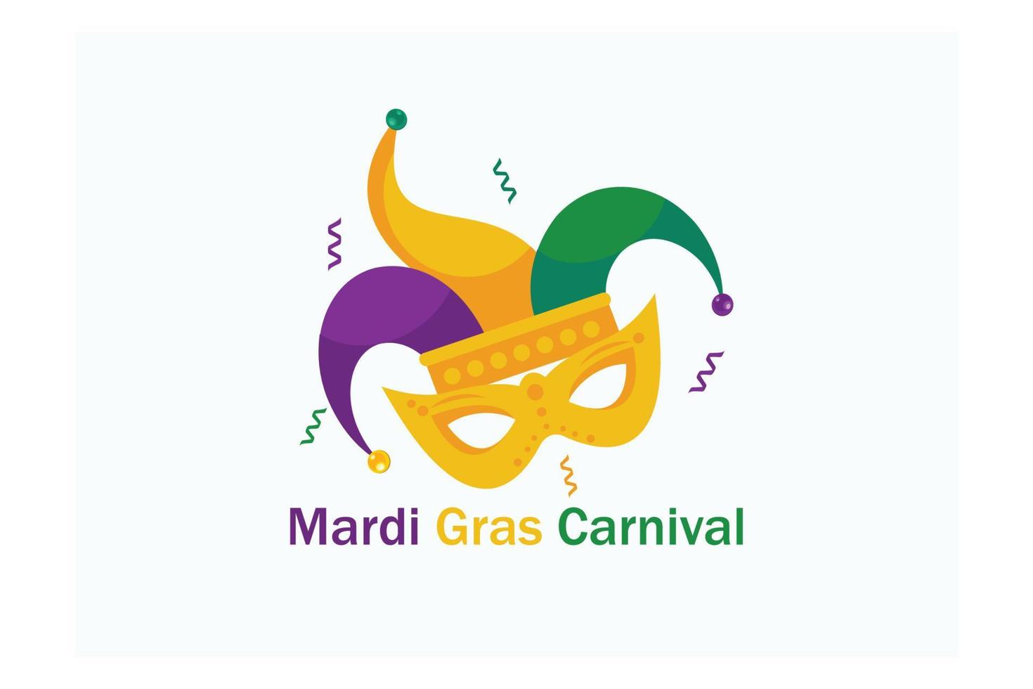 máscara de sombrero de arlequín imagen de icono de carnaval de mardi gras, ilustración moderna de vector plano