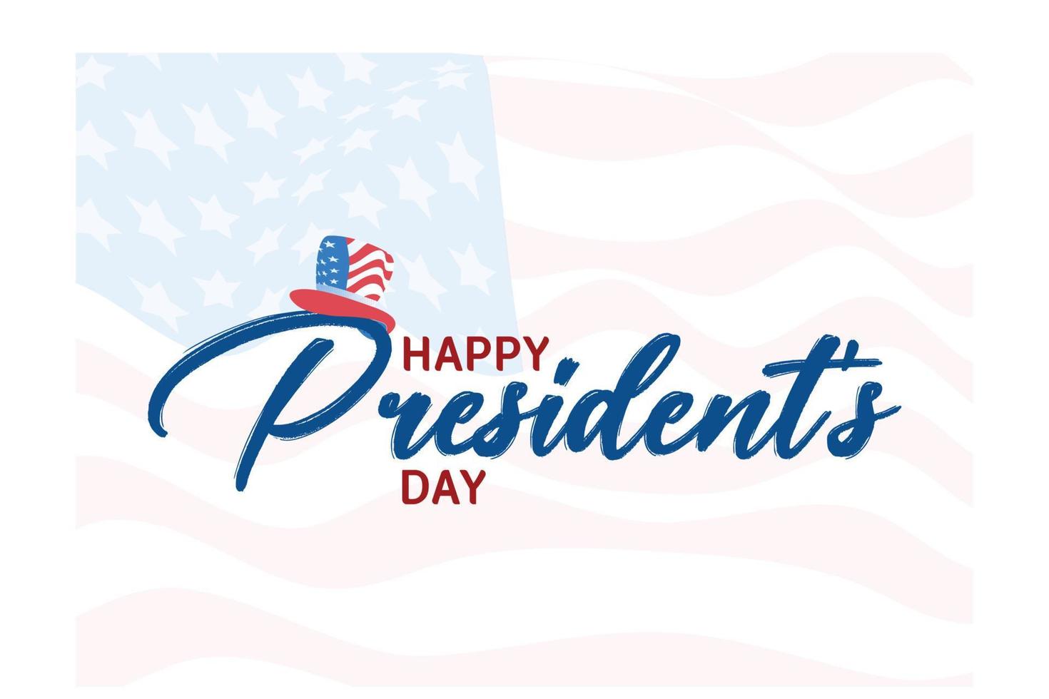 Happy President's day design background with uncle Sam hat. Handwritten lettering, flat vector modern illustration