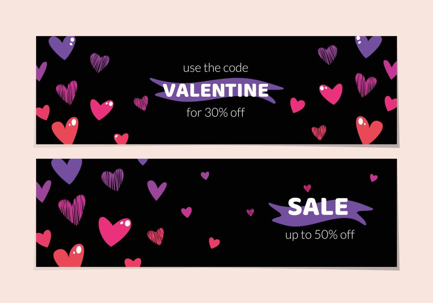 Advertising web banner set for Valentine's Day vector