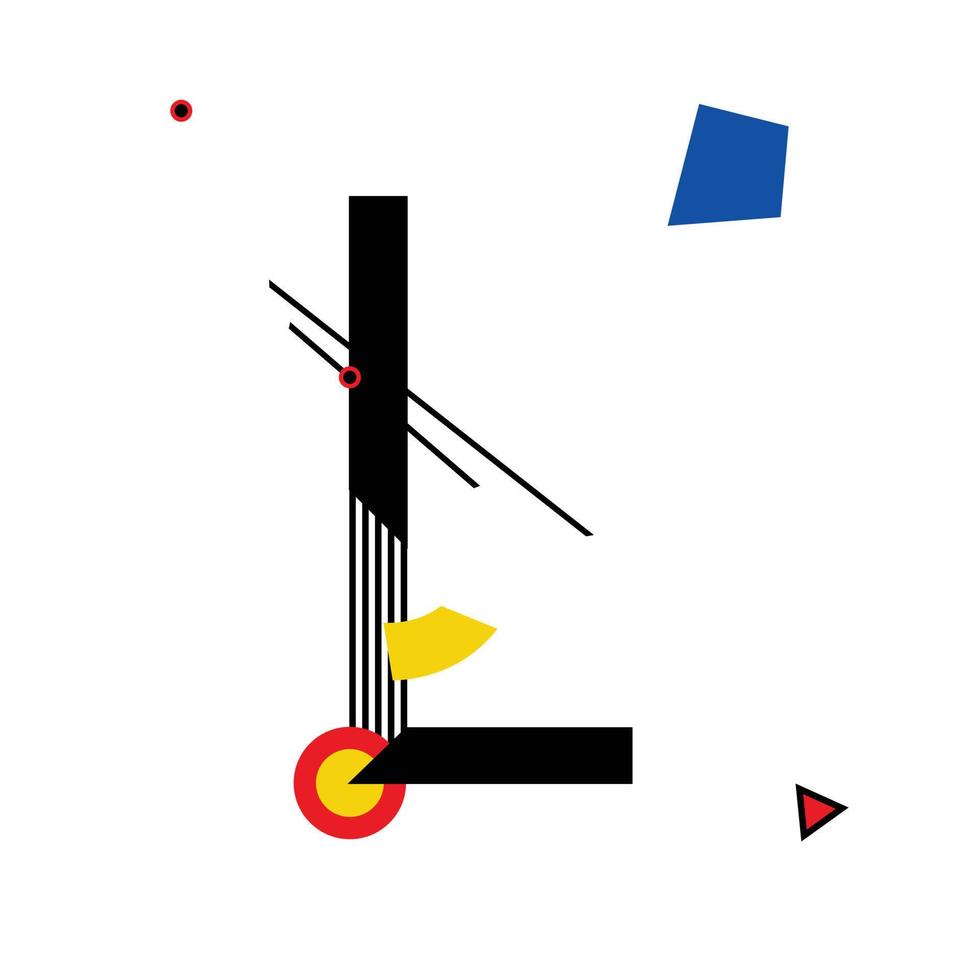 Capital letter L made up of simple geometric shapes, in Suprematism style vector