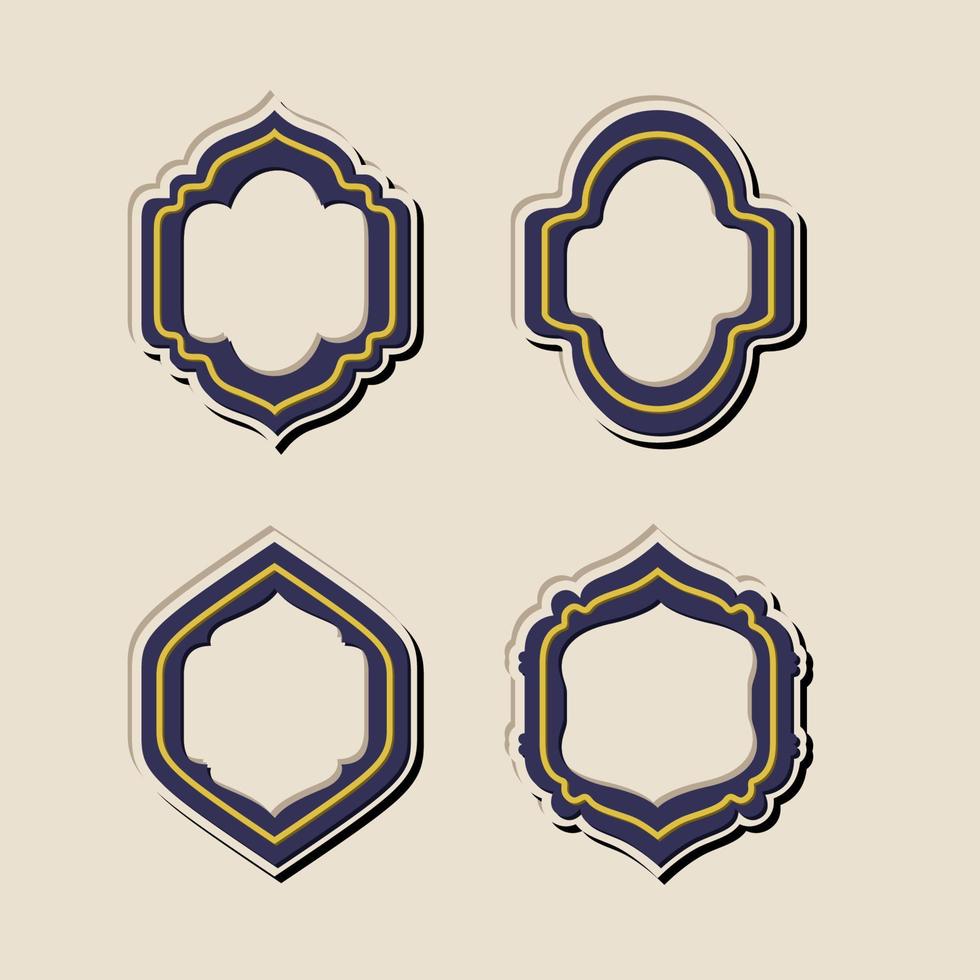 ARABIC FRAME TEMPLATES BACKGROUND SET. ISLAMIC BADGES DESIGN SET vector