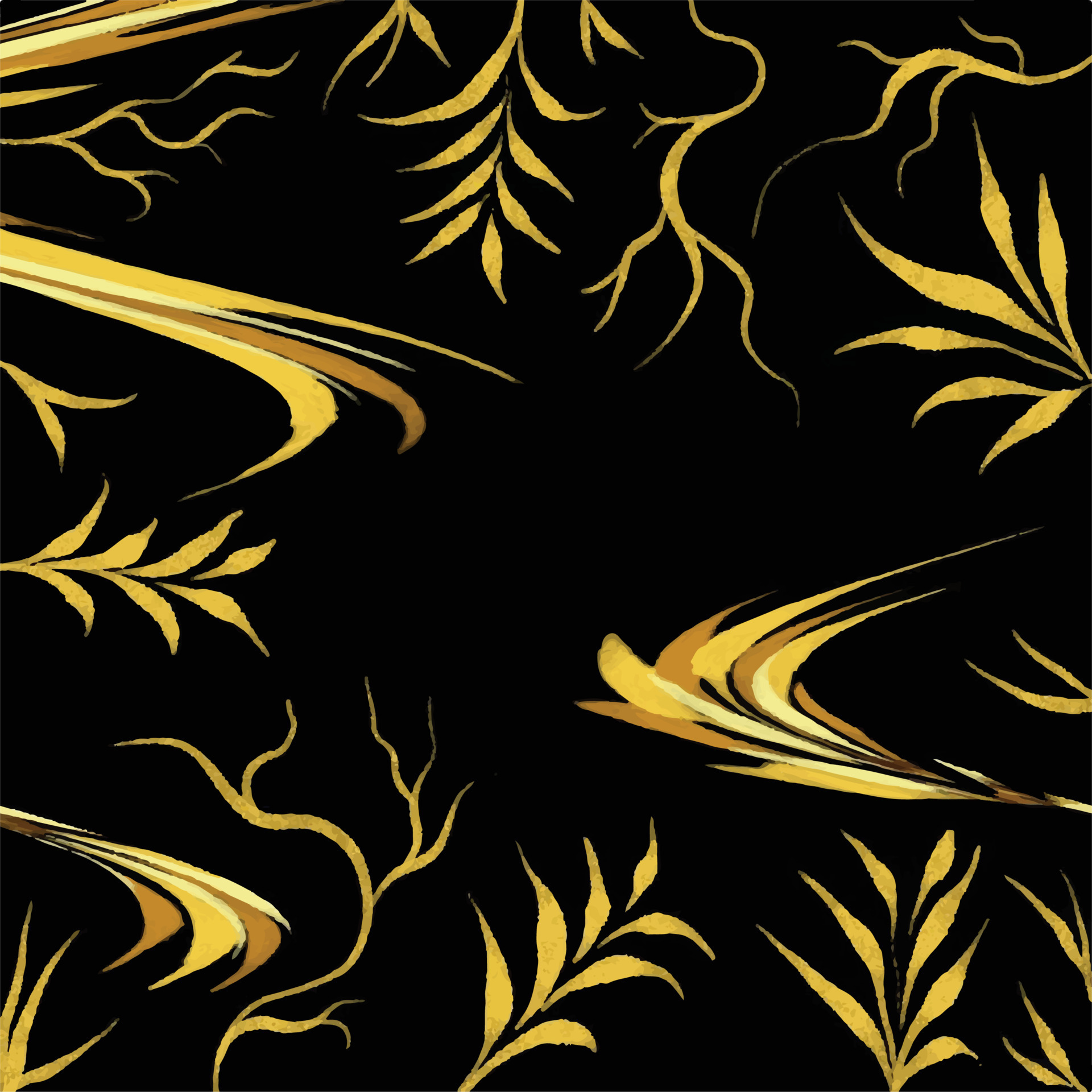 Yellow and black botanical leaves vector background with elegant and