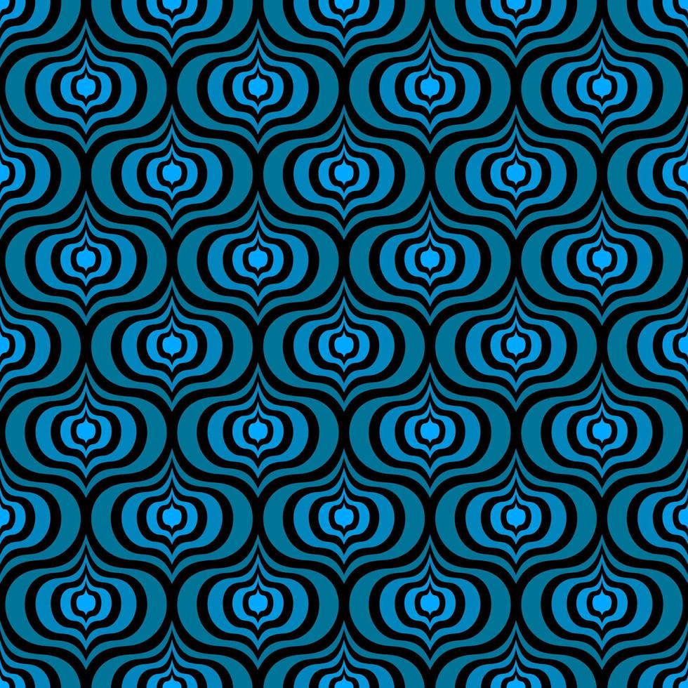 BLACK SEAMLESS ART DECO VECTOR BACKGROUND WITH LIGHT BLUE ABSTRACT ELEMENTS