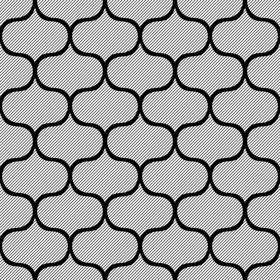 BLACK SEAMLESS ART DECO VECTOR BACKGROUND WITH WHITE ABSTRACT ELEMENTS