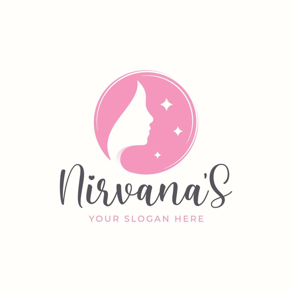 diseño de logotipo de peluquería de belleza natural vector