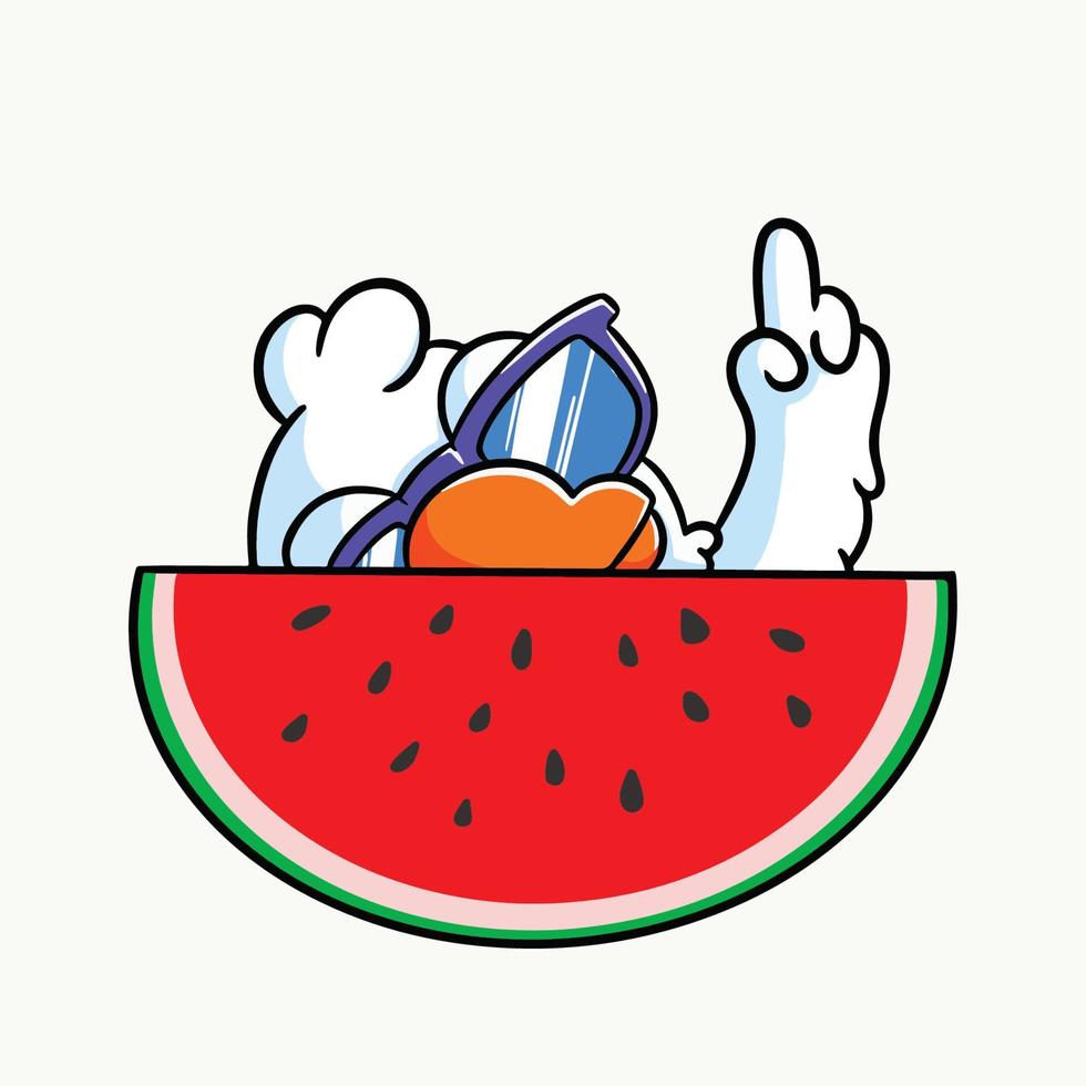 cartoon duck with watermelon vector