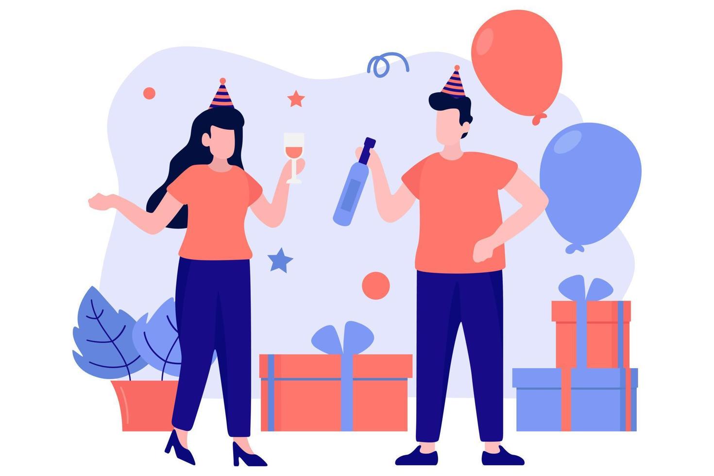 ilustración de diseño plano de fiesta de cumpleaños vector