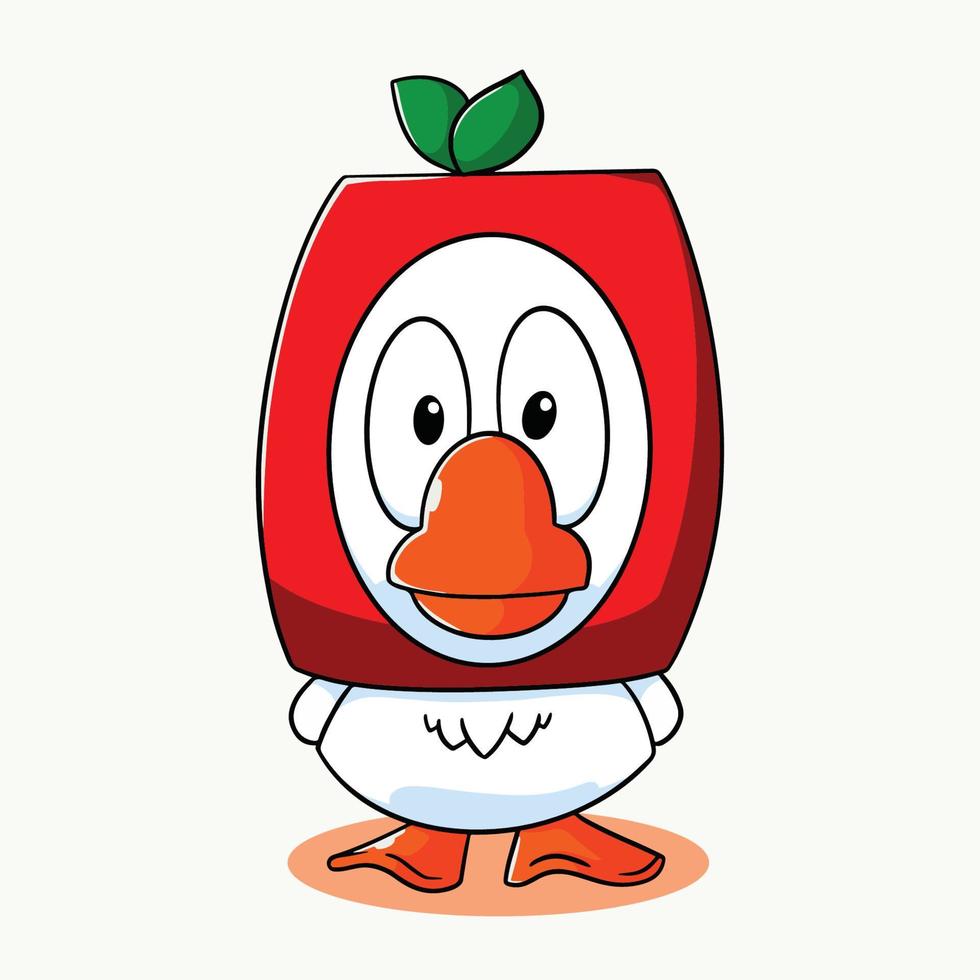 apple head duck cartoon vector