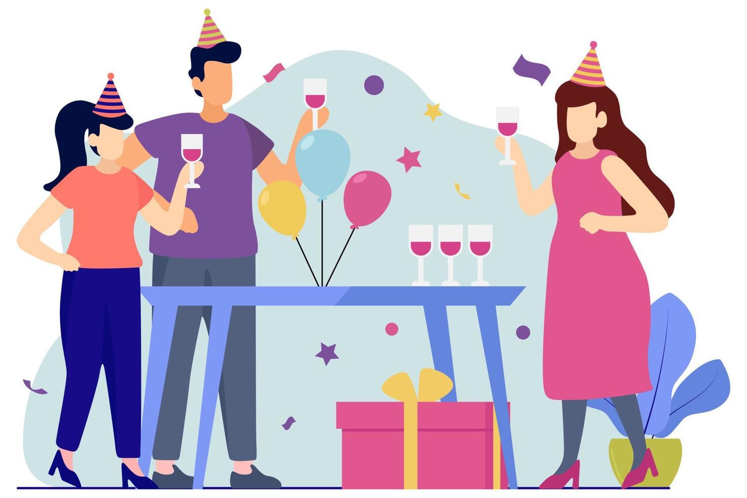 ilustración de diseño plano de fiesta de cumpleaños vector