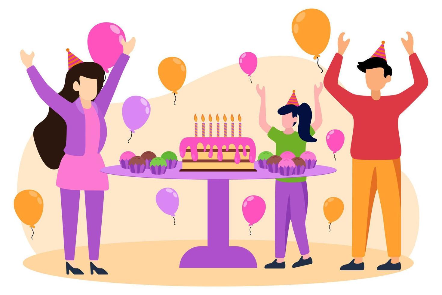 Birthday Party Flat Design Illustration vector