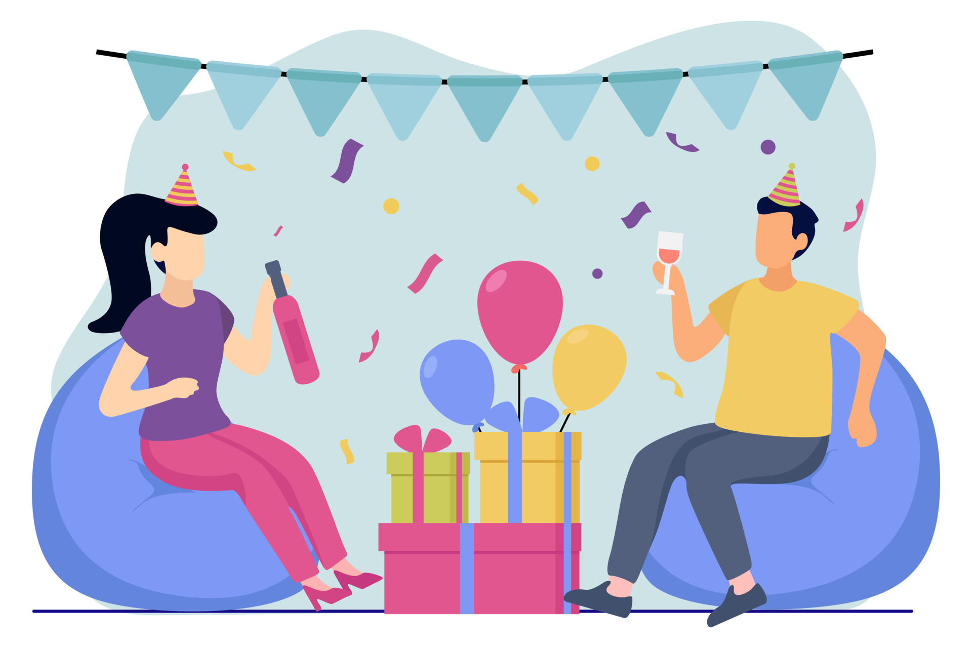 Birthday Party Flat Design Illustration 16968710 Vector Art at Vecteezy