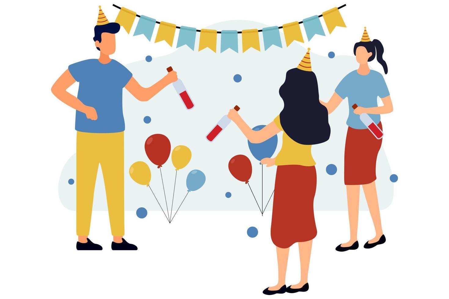 ilustración de diseño plano de fiesta de cumpleaños vector