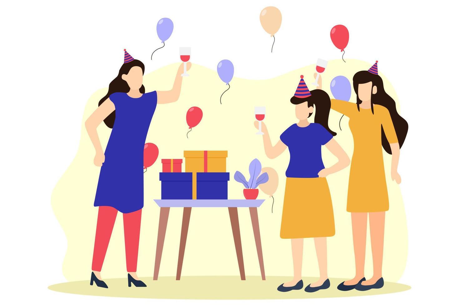 Birthday Party Flat Design Illustration vector