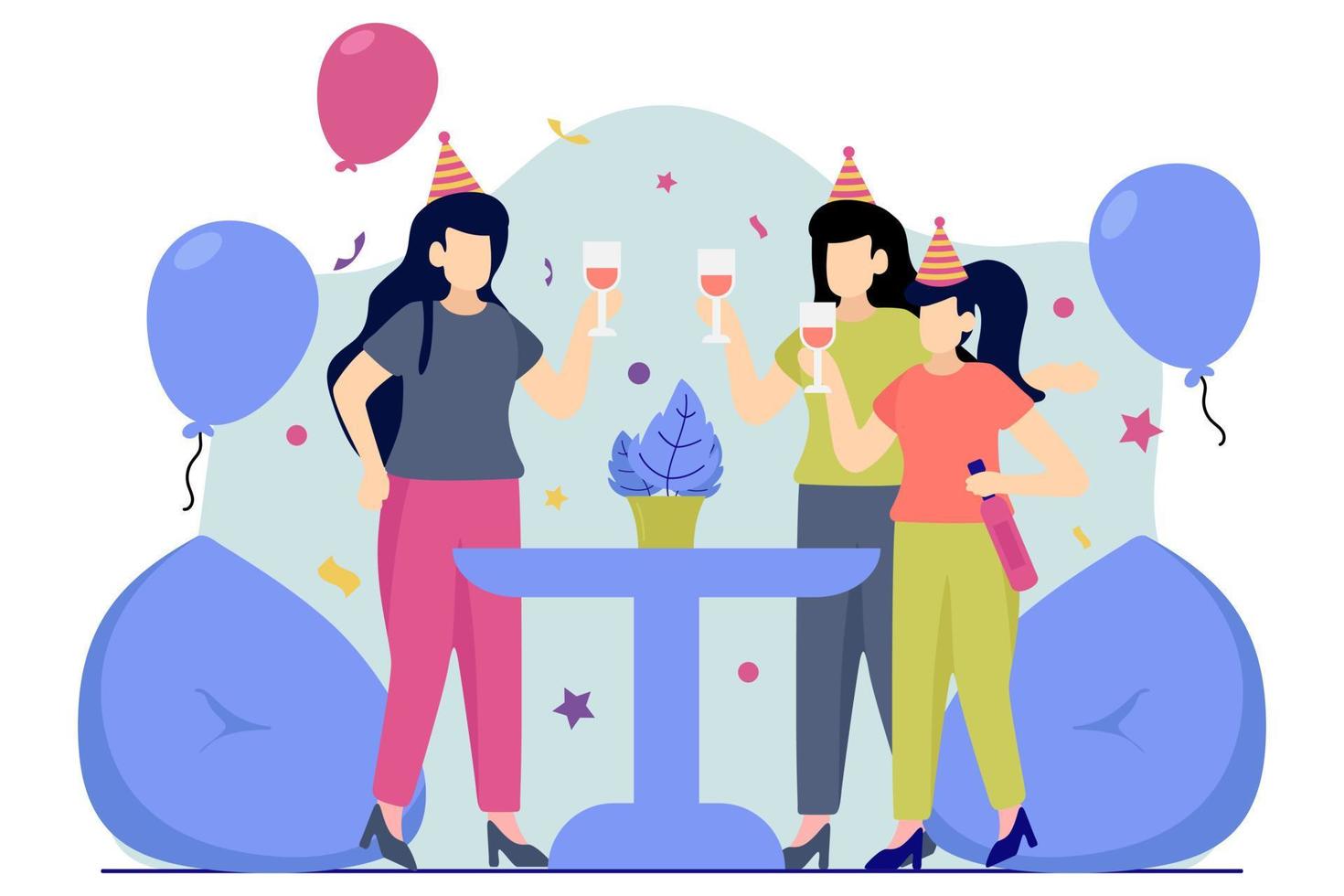 Birthday Party Flat Design Illustration vector