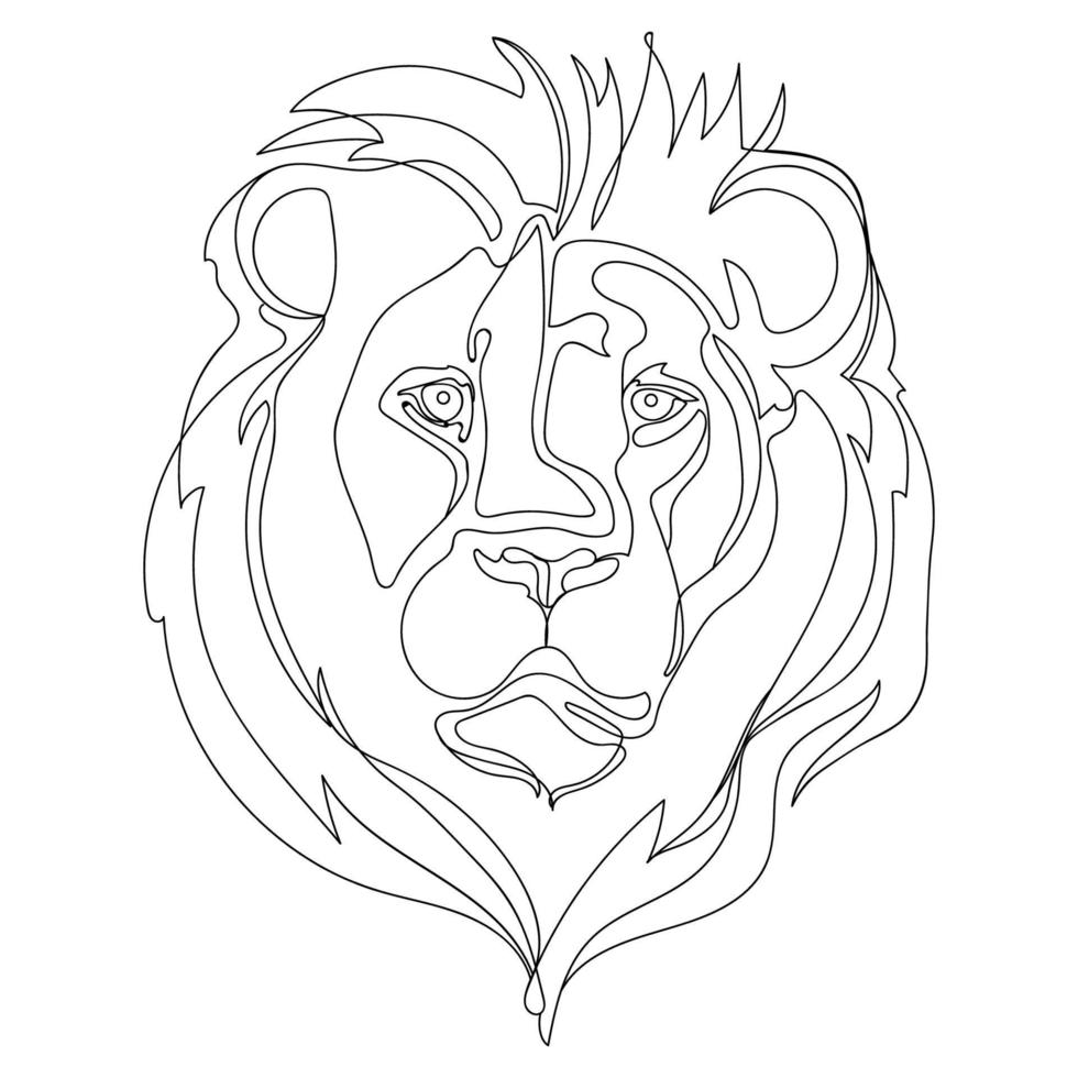 Lion face abstract line drawing outline design template,vector illustration.Lion head,Muzzle,portrait.Wild animal.Predator.Sketch for tattoo,icon,emblem,poster,print or t shirt,continuous line drawing vector