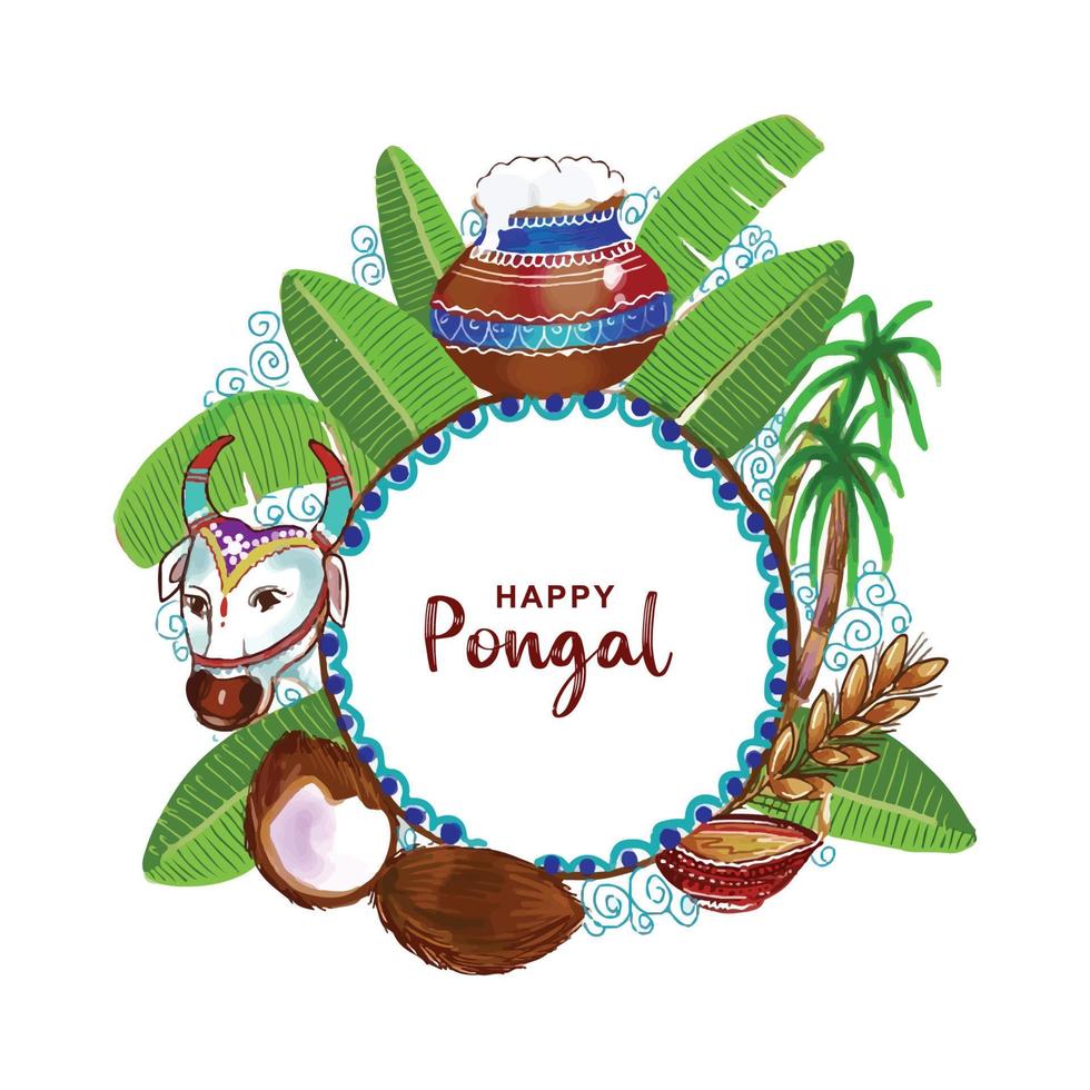 fondo feliz de la tarjeta de celebración del festival de la cosecha de las vacaciones de pongal vector