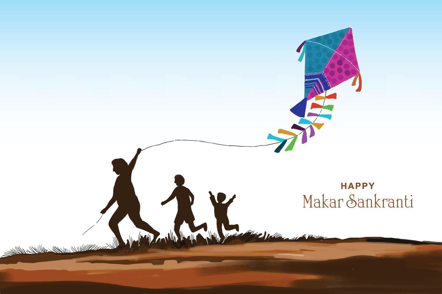 Happy makar sankranti colorful kites for festival of india background vector