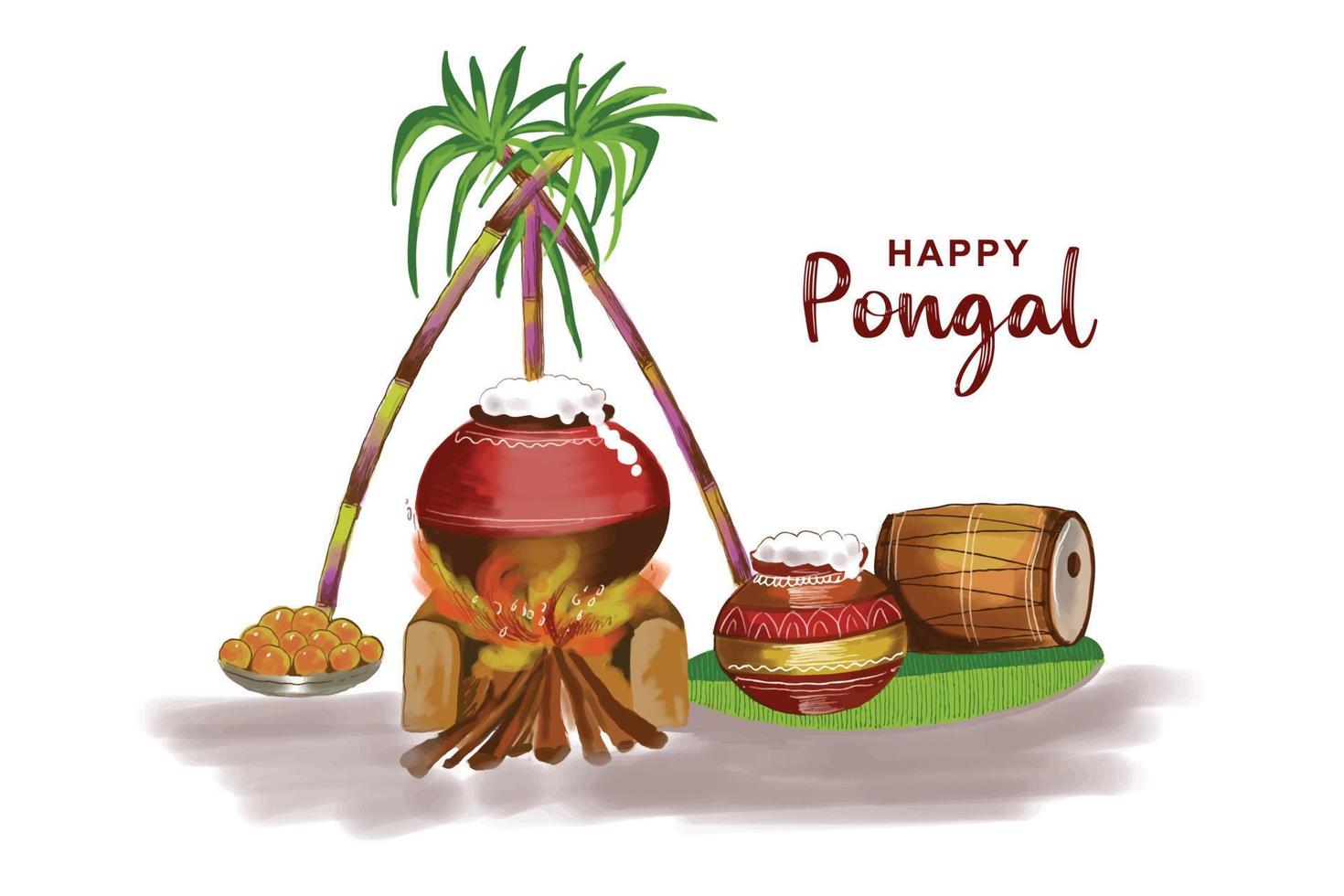 Happy pongal festival of tamil nadu india celebration background vector