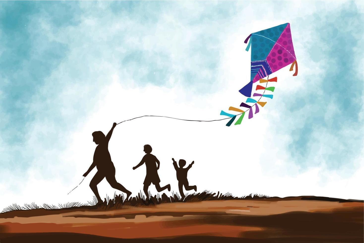 Happy makar sankranti holiday india festival background vector