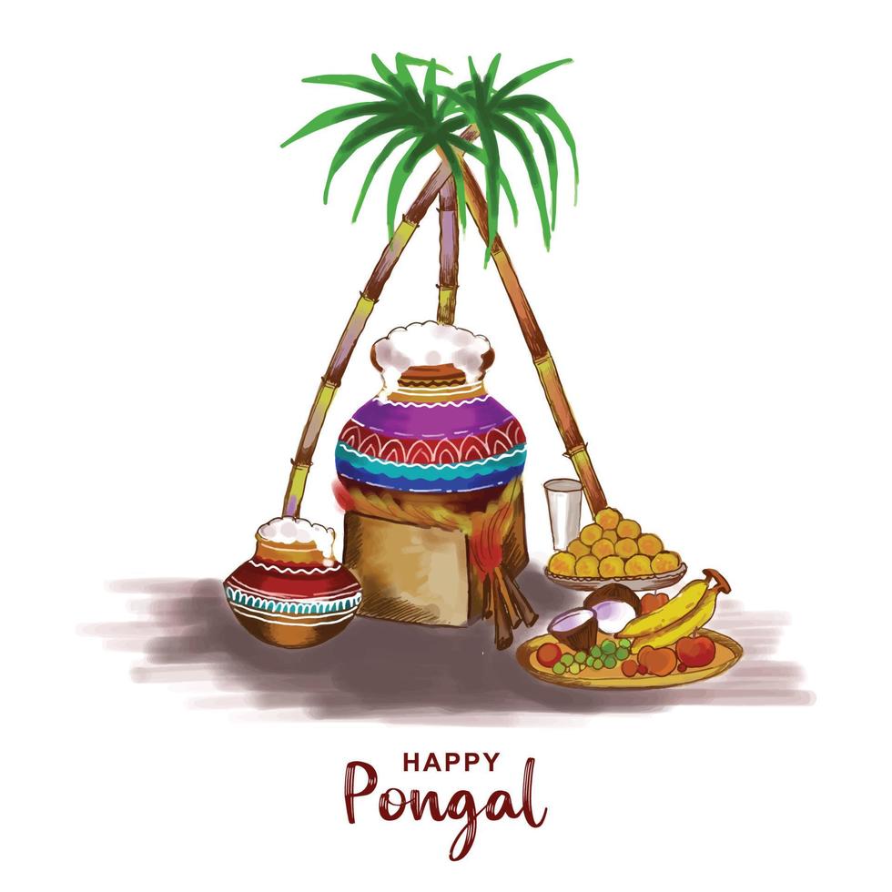Happy Pongal Festival of Tamil Nadu South India vector