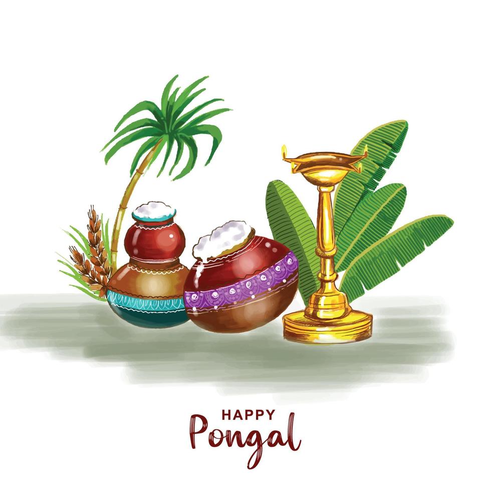 Happy pongal holiday harvest festival of tamil nadu south india background vector