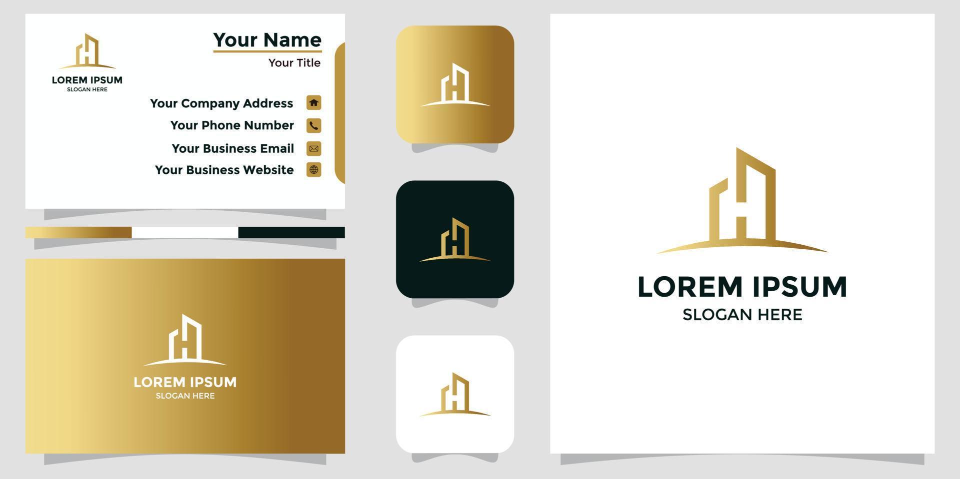 building design logo and business card vector