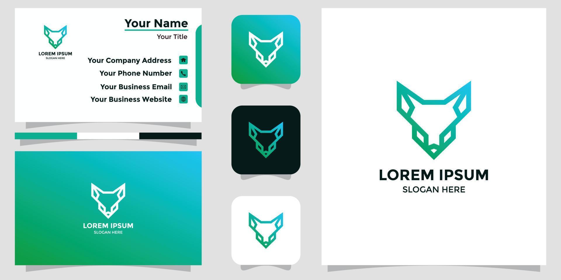 fox design logo and business card vector