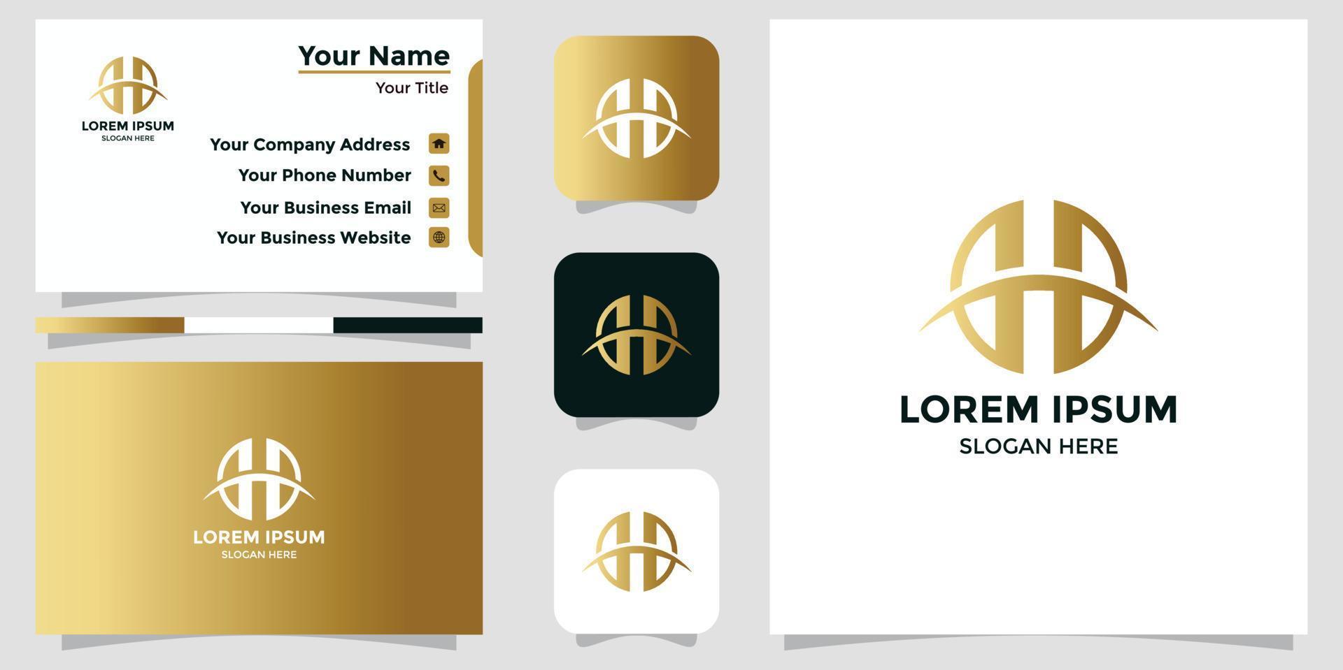 letter H logo design and business card vector