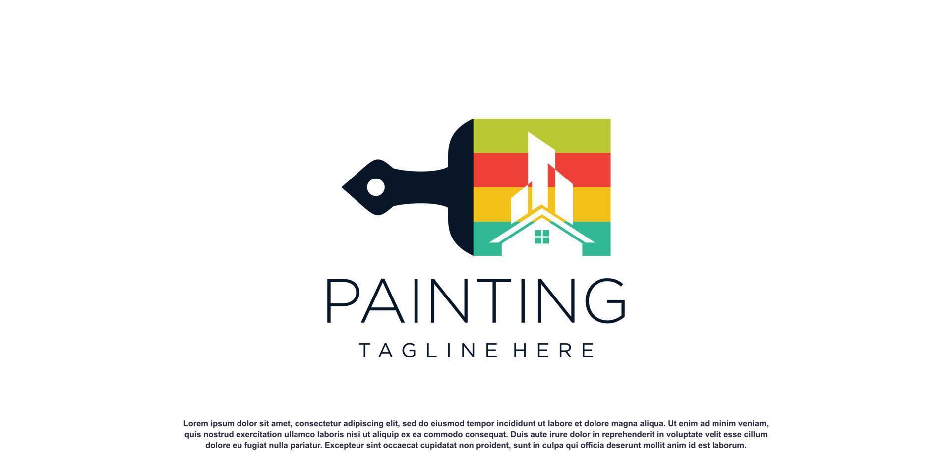 painting logo design with creative unique style premium vector