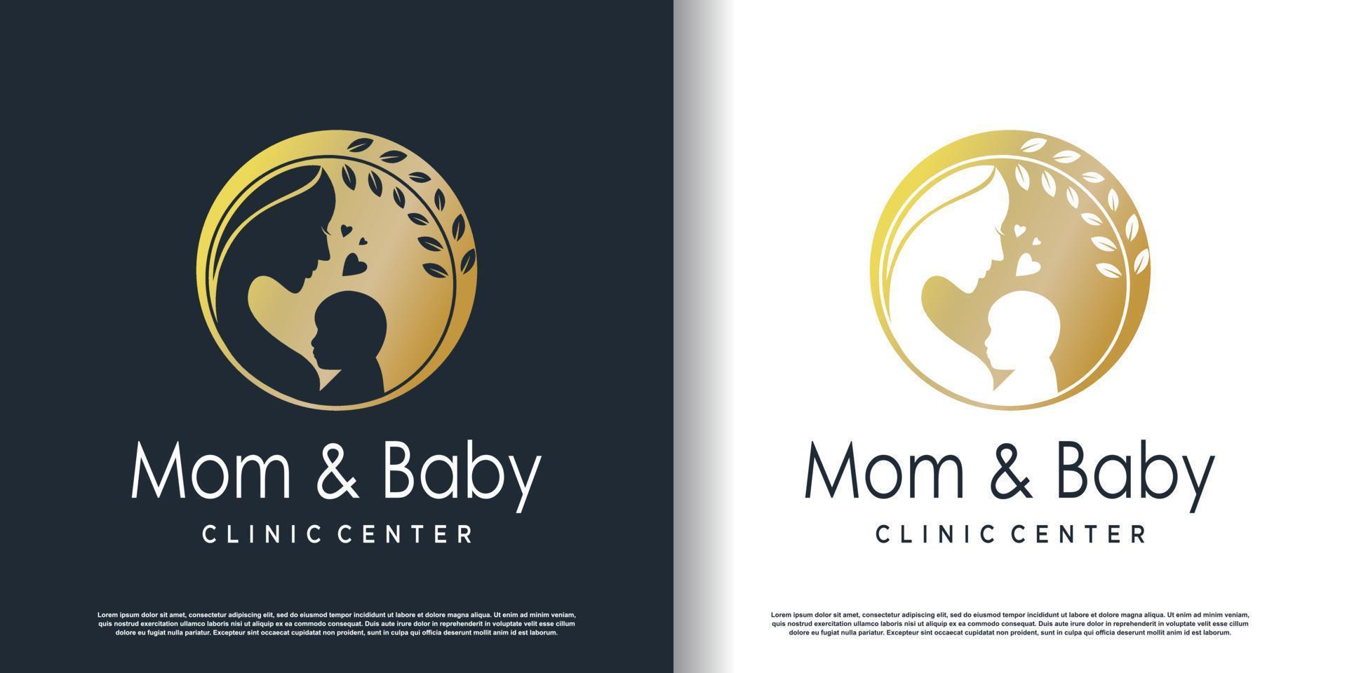 mom and baby logo design with modern unique style premium vector