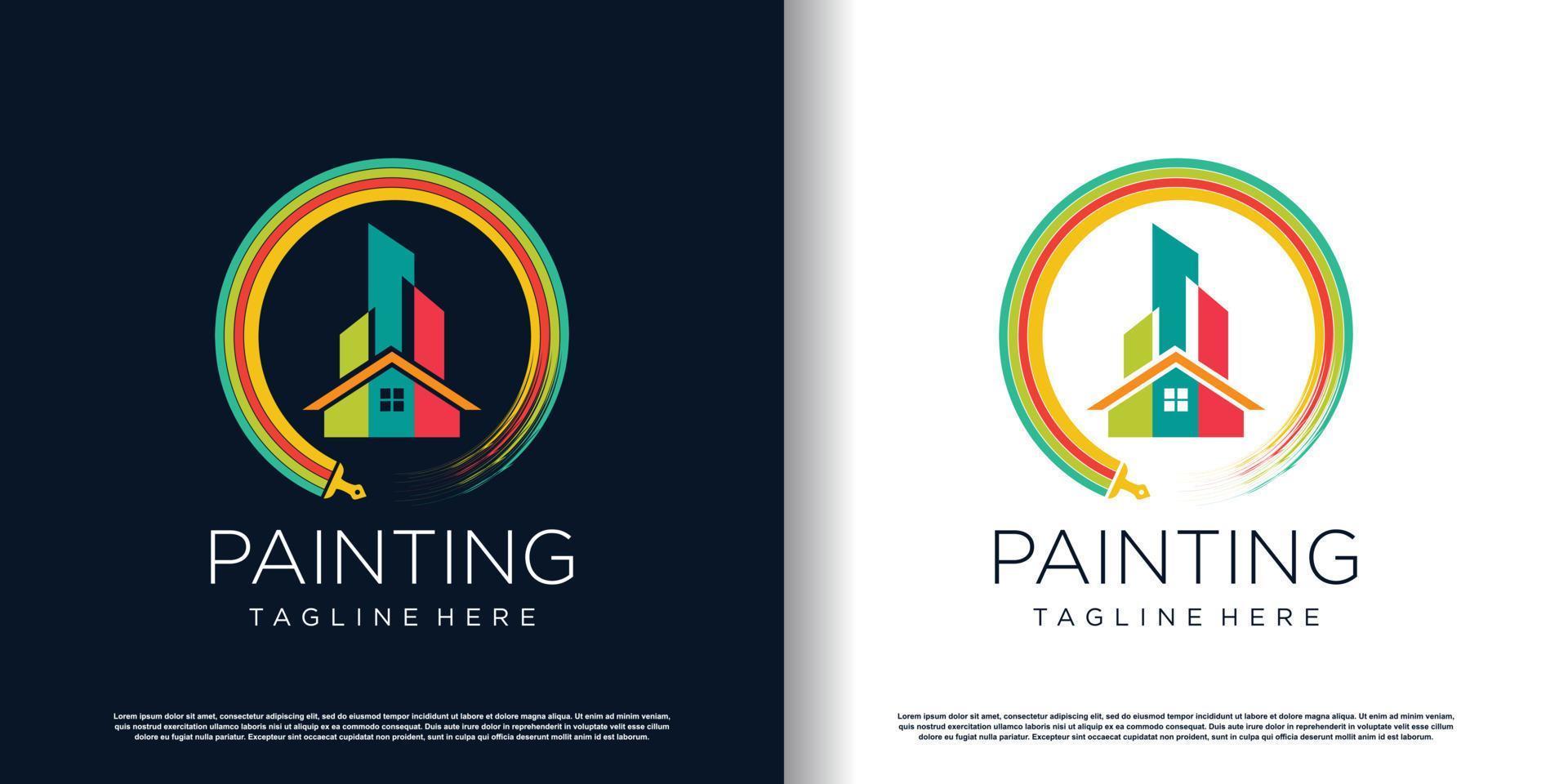 painting logo design with creative unique style premium vector