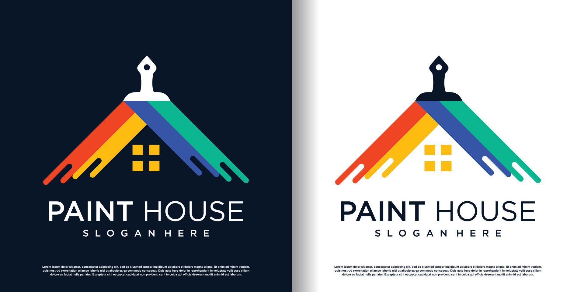 painting logo design with creative unique style premium vector