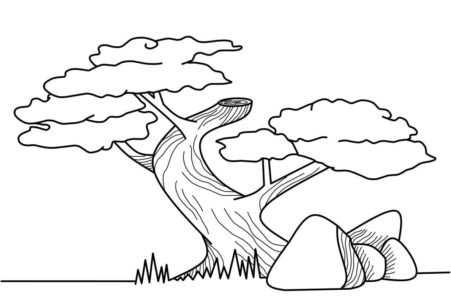 tree sketch illustration, coloring book design vector