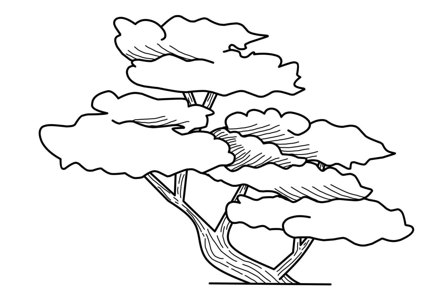tree sketch illustration, coloring book design vector