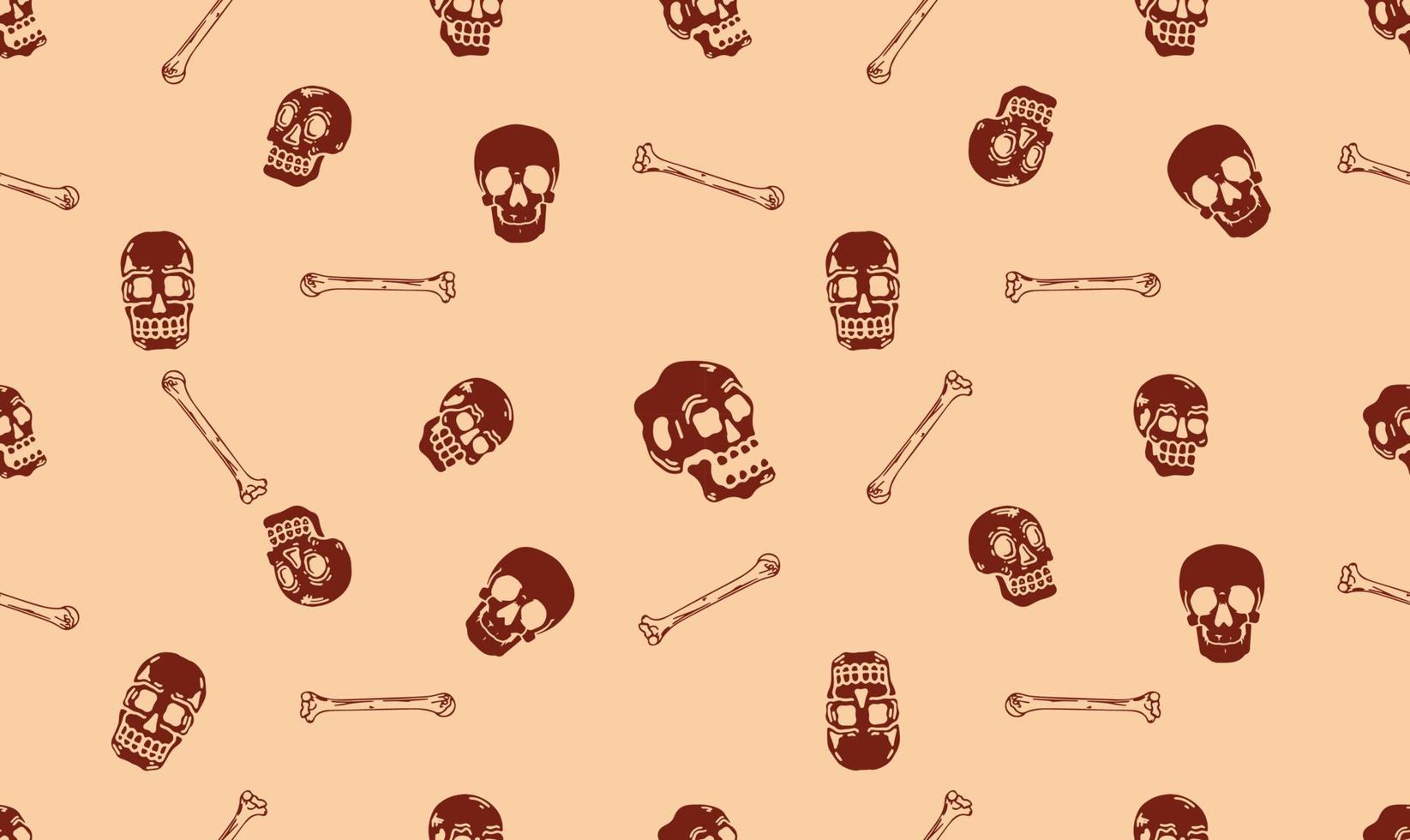Skull and bone Halloween vector seamless pattern wallpaper background