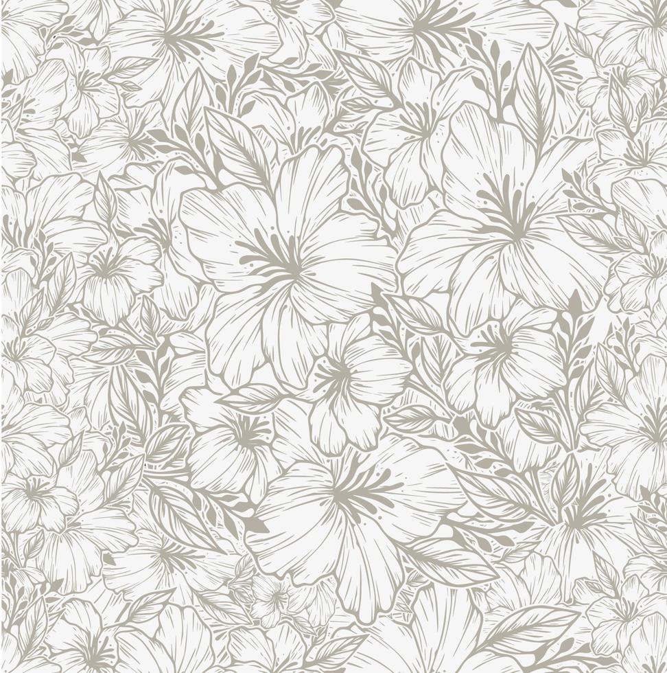 seamless abstract grey floral background with leaves vector