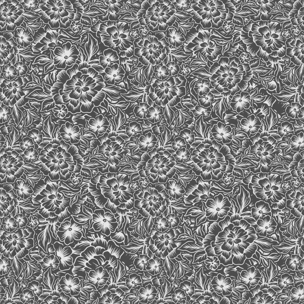 seamless abstract grey floral background with leaves vector