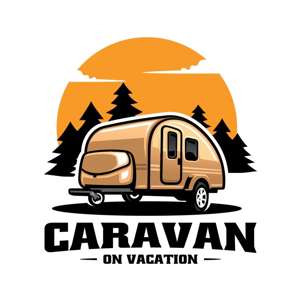 caravan camper trailer illustration logo vector