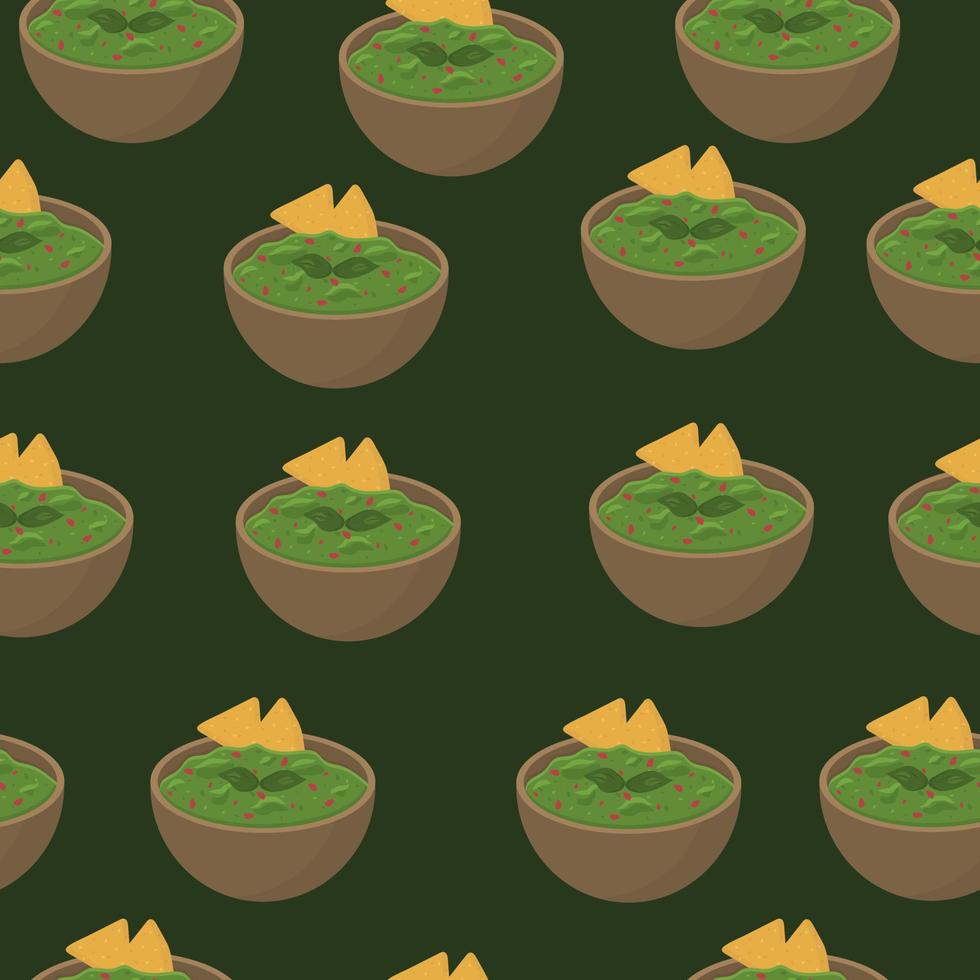 Seamless pattern with guacamole. Traditional Mexican food. vector