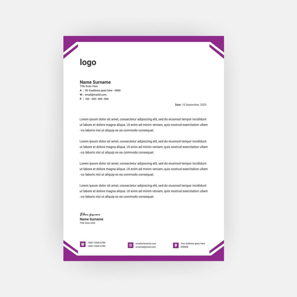Simple Creative Letterhead Template Design vector